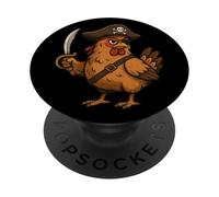 Chicken Dressed As A Pirate Funny Chicken Halloween PopSockets Adhesive PopGrip