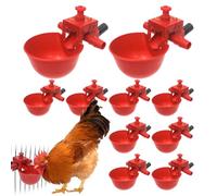 Chicken Drinker Set: Heavy Duty Resin Container, Heavy Duty Synthetic Basin | Ten Pack Adjustable Dispenser To Supply Fresh Liquid Inside Coop Run Gras