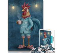 Chicken Drinking Coffee Puzzles for Adults Teens 1000 Pieces,Learning Educational Toys Family Games with Matching Poster And Trivia Sheet (50x75cm)