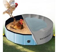 Chicken Dust Bath Tub - 32"D & 8"H Foldable Chicken Coop Accessories to Mix Sand Chilli DE Or Lime Dust in Chicken House, Keep Poultry Hens, Rooster, Button Quail Healthy & Clean, Double as Duck Pool