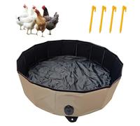Chicken Dust Bath Tub, Chicken Coop Lime Cleaner Container, 32" D X 8" H Tough PVC Chicken Dust Bath Container, Foldable Dust Bath for Chicks Portable Essential Chicken Coop Dusting Accessory