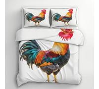 Chicken Duvet Cover Single Bedding Sets, Farm Hen Rooster Pattern, Reversible Design Bedroom Decor Bed Quilt Cover with 1 Pillowcase, Microfiber, Zip - SMK5967