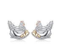 Chicken Earrings for Women 925 Sterling Silver Hen Stud Earrings Cute Farm Animal Jewelry Chicken Lovers Gift for Mom Daughter Girlfriend