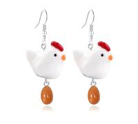 Chicken Earrings for Women Funny Cartoon Boots Goose 3D Egg Hen Animal Earrings Farm Animal Jewelry Gift, M, Alloy Steel, No Gemstone