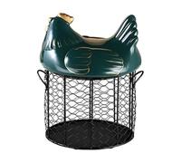 Chicken Egg Basket, Chicken Egg Holder, Black Wire Chicken Egg Collection Baskets with Ceramic Lid and Handle for Gathering Fresh Eggs, Farmhouse Style Egg Storage Container for Kitchen(Green)