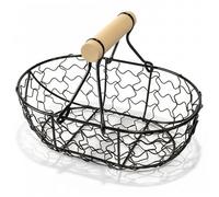 Chicken Egg Basket with Handle, Famhouse Small Metal Egg Collecting Basket Vintage Style for Displaying Fruits, Vegetables, or Flowers
