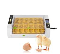 Chicken Egg Incubators, Incubators for Hatching Eggs, Digital Poultry Hatcher Machine 24 Eggs with Automatic Turner, LED Candler, Water Inlet Design, Temperature & Humidity Control, Silent Fan