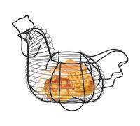 Chicken Egg Storage Basket - Efficient Storage Chicken Shaped Wire Egg Basket | Chicken Egg Basket Holder | Chicken Shaped Wire Gathering Basket for Storing Eggs, Fruit and Food (Black)