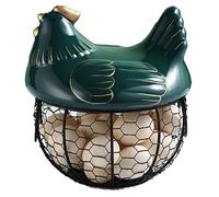 Chicken Egg Storage Basket with Ceramic Lid and Handle Egg Basket Large Wire Egg Holder Metal Mesh Container Egg Boxes for Home Countertop Kitchen,D