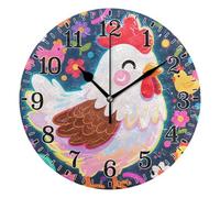 Chicken Family Fun Round Clocks Non-Ticking Electronic Wall Clock Silent Quartz Clocks For Classroom Bedroom Living Room 25Cm