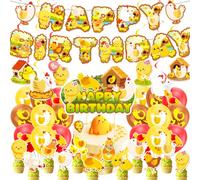 Chicken Farm Birthday Party Supplies - Banner, Balloons, Cake Topper, Cupcake Toppers for Chick Birthday Party and Baby Shower Decorations