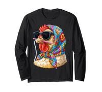 Chicken Farm Farmer Granny Square Crochet Yarn Crocheting Long Sleeve T-Shirt