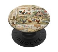 Chicken Farm Vintage Collage Rustic Barnyard Scene PopSockets Adhesive PopGrip
