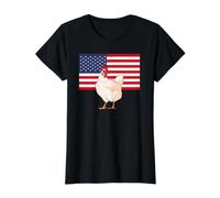 Chicken Farmers Patriotic USA Flag Design Value Graphic T-Shirt, Women, Black, L