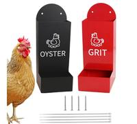Chicken Feeder - 10.24x3.94in Metal 2PCS | Semi Closed Oyster Shell And Grit Feeder | Chicken Grit Holder | Hanging Poultry Dispenser For Hens Ducks Quail Rabbits Farm Backyard Feeding