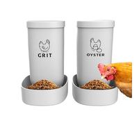 Chicken Feeder - 2-Piece Chick Feeder Oyster Shell Dispenser | Waterproof Feeding Dispenser for Grit Food Indoor Outdoor Coop Backyard Fence Wall Farms