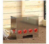 Chicken Feeder 2pc Galvanised Steel 60.5x29x51cm 25kg Weatherproof WithLock Set