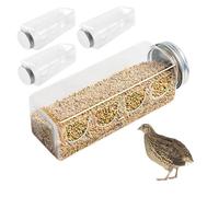 chicken feeder, 4Pcs Quail Feeder Transparent Chick Rutin Chicken Feed Box With 4 Bear-Shaped Holes for Chicks Small Birds