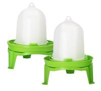 Chicken Feeder and Waterer Set,1.5L Chick Waterer and 1.5kg Chick Feeder with 3 Adjustable High-Legged Chassis, Baby Chick Starter Kit for Ducks/Quail