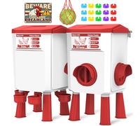 Chicken Feeder and Waterer Set - 3 Gallon/26.5 Pounds, Automatic Chicken Waterer with 4 Cups & 3 Feeder Ports, No Waste Poultry Feeder & Waterer, Chicken Coop Accessories for Hens/Ducks/Poultry