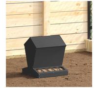 Chicken Feeder Black 40x40x45 cm Cold-Rolled Steel Weatherproof Durable Outdoor