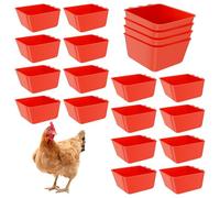 Chicken Feeder Chicken Drinker Plastic Hanging Cage Feeding Cup Feeding Bowl with Hook for Chicken Duck Goat Goose !(20,gules)