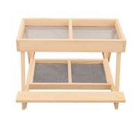 Chicken Feeder,Double Layer Feeding Table,Handmade Wooden Squirrel Feeder with 4 Grids - for Poultry, Ducks, Turkeys, Wild Birds, Squirrels