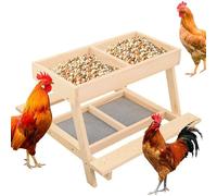 Chicken Feeder,Double Layer Table | Handmade Wooden Chicken Picnic Feeder with 4 Grids - Feeding Table for Poultry Duck Turkey Farm Garden