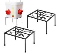 Chicken Feeder Drinking Stand - 2 Metal Stands with 4 Legs, Heavy Duty Iron Rectangular Brackets | Poultry Bucket Holder, Indoor & Outdoor Farm Stove, Station