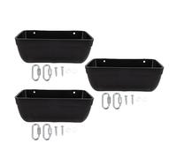 Chicken Feeder, Large Capacity Hanging Plastic Poultry Feeder Trough, Space Saving Design for Chicken, Duck, Piglet, Sheep, Dog and Other Livestock (Black)