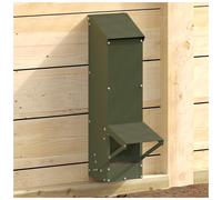 Chicken Feeder Olive Green Cold-Rolled Steel 13x12x51cm Weatherproof Canopy 5kg