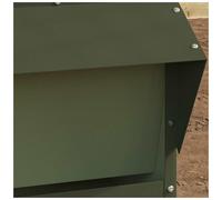 Chicken Feeder Olive Green Cold-Rolled Steel 40.5x45x41cm Lid Handle 20kg Cap