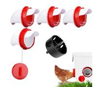 Chicken Feeder Port Kit -4 Pack Automatic Poultry Feeder Cups for Buckets & Bins, No Waste Rainproof DIY Chicken Feeders for Hens, Ducks & Other Poultry