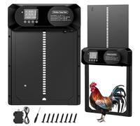 Chicken Flap Automatic Chicken Door, Aluminium Electric Chicken Flap Battery, Automatic Chicken Flap with Waterproof Large Display, Timer, Manual, Intelligent Pinch Protection