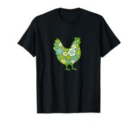 Chicken Floral Silhouette Farmhouse Country Garden Inspired T-Shirt