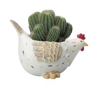 Chicken Flower Pot, Decorative Plant Planter for Desk, Resin Indoor Hen Flowerpots for Vegetables with Drainage Hole, Bedroom Windowsill Garden Living Room Porch