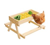 Chicken Food Feeder,Wooden Mesh Bottom Treat Dispenser - Mesh Bottom Chicken Table | for Poultry, Turkey, Duck, Squirrel, Wild Bird, Backyard, Outdoor, Farm
