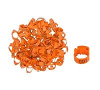 Chicken Foot Rings Label Buckles Plastic Adjustable Poultry Leg Ratchet Clip Digital Duck Pigeon Goose Farm Feed Tool for Chickens, Ducks, Hens, Poultry(Chicken Orange 25pcs)