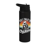 Chicken Funny Yes I Talk to Chickens Animal Stainless Steel Insulated Water Bottle