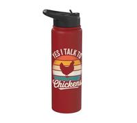 Chicken Funny Yes I Talk to Chickens Animal Stainless Steel Insulated Water Bottle