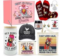 Chicken Gifts, Chicken Lover Gifts for Women, Funny Chicken Stuff with Glass Cup Tote Bag Makeup Bag Baseball Hat Candle Socks Keychain Earrings for Lady, Chicken Mom Birthday Chirstmas Gifts