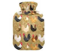 Chicken Gold Travel Hot Water Bottle with Soft Cover, 1L Hot Water Bag for Neck and Shoulder Pain Relief