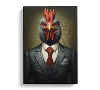 Chicken Gothic Art Canvas Print | Gallery Wrapped 30mm Frame Wall Art | 30x20 inches | Ready to Hang | Contemporary Picture | Living Room Bedroom Lounge Office