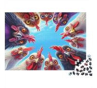 Chicken Group Art 1000 Piece Jigsaw Puzzles Chickens Looking Down from Above Adults Aged 12 And Above Educational Game Beautiful Decoration Difficult Challenging Birthday 52x38cm