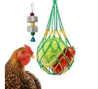Chicken Hanging Feeder Enrichment Toys and Pecking Block, Beak Grinding Calcium Stone With Bells, Chickens Pecking Toy, Boredom Busters For Chickens Enrichment Toys, Chicken Coop Accessories (Net Bag)