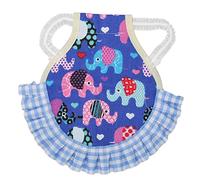 Chicken Harness Plaid Print Ruffle Hem, Comfortable Breathable Pet Walking Harness for Chicken Duck Goose - Soft Fabric, Stretchy Fit, Easy to Use and Clean (Elephant)