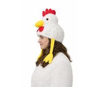 Chicken Hat | Funny Chicken Head Hat | Chickens Costume Hats | Plush Chickens Hats | Rooster Head Accessory | Rooster Costume Accessories | Roosters Cap | Farm Animal Costumes | White | 14"