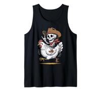 Chicken Hen Cowboy Skeleton Halloween Tank Top