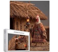 Chicken Holding Magic Torch 1000 Piece Jigsaw Puzzles for Adults African Village Art Jigsaw Puzzle Colorful DIY Puzzles for Home Decoration Gifts Family Puzzle Perfect for Game Nights 50×70cm