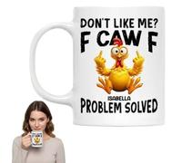 Chicken Humor Mug, 11oz Don't Like ME? F-CAW-F Funny Coffee Rooster Tea Cup, Sarcastic Scream Humor Ceramic Graphic Novelty Mugs with Handle, Office Home, Ideal Present Birthday
